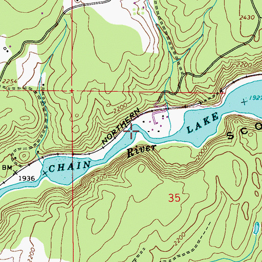 Topographic Map of Chain Lake, WA