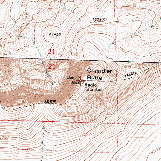 Topographic Map of Chandler Butte, WA