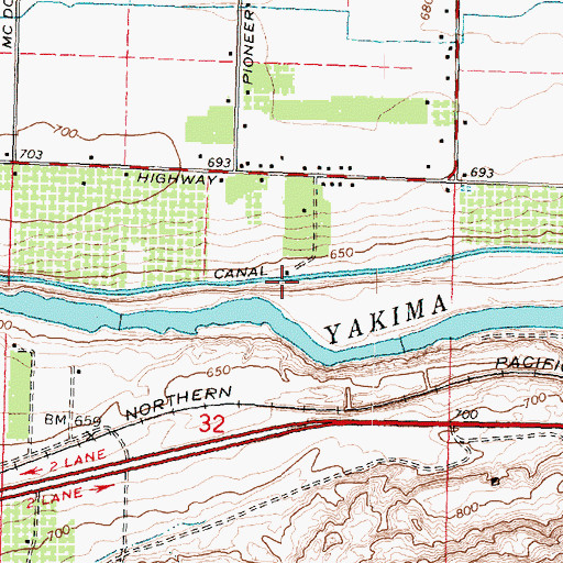Topographic Map of Chandler Canal, WA