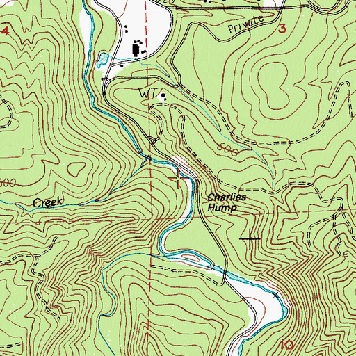 Topographic Map of Charlies Hump, WA