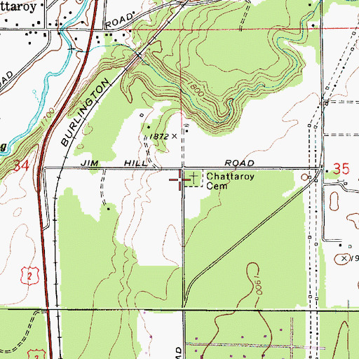 Topographic Map of Chattaroy Cemetery, WA