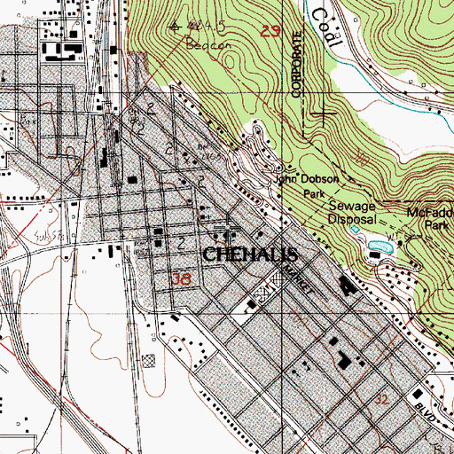 Topographic Map of Chehalis, WA