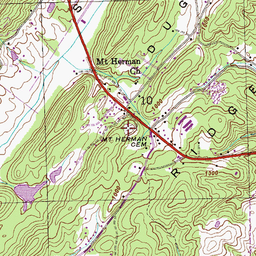 Topographic Map of Mount Herman Cemetery, AL