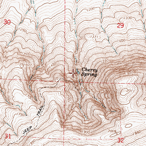 Topographic Map of Cherry Spring, WA