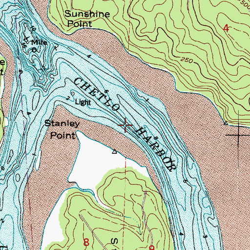 Topographic Map of Chetlo Harbor, WA