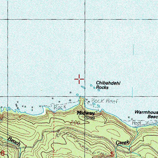 Topographic Map of Chibahdehl Rocks, WA