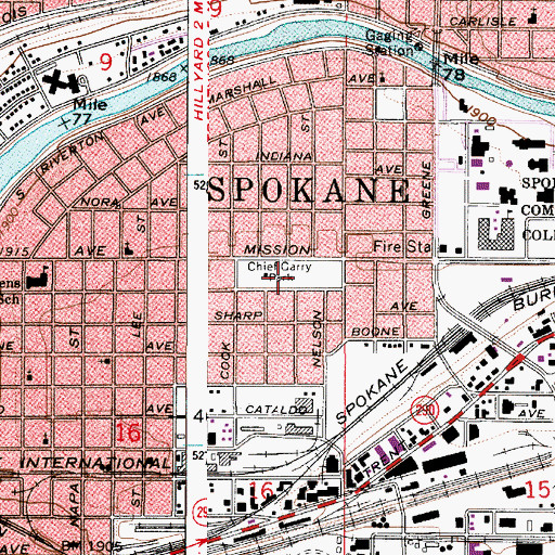Topographic Map of Chief Garry Park, WA