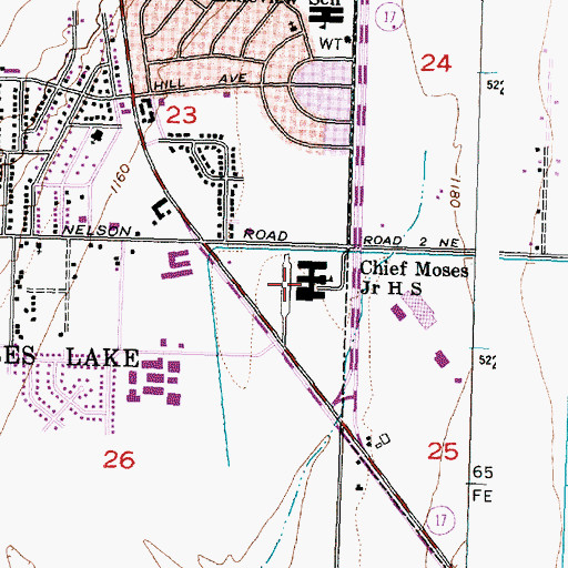 Topographic Map of Chief Moses Middle School, WA
