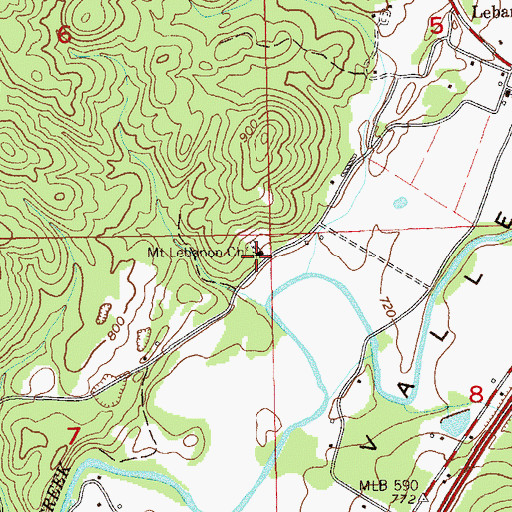 Topographic Map of Mount Lebanon Church, AL