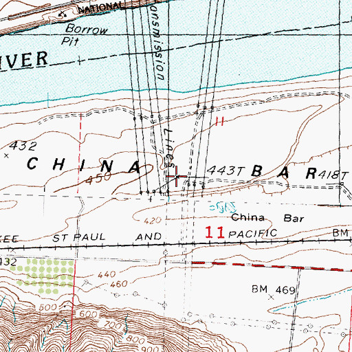 Topographic Map of China Bar, WA