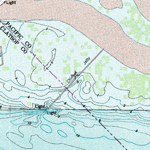Topographic Map of Chinook Jetty, WA