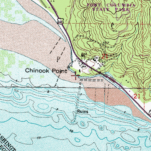 Topographic Map of Chinook Point, WA