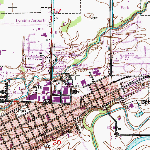 Topographic Map of Lynden Christian Middle School, WA