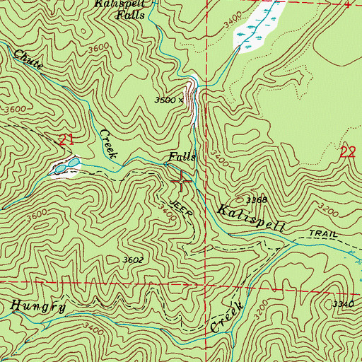 Topographic Map of Chute Creek, WA