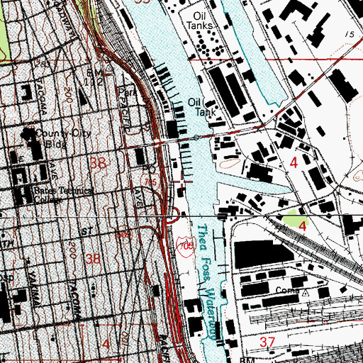 Topographic Map of City Waterway, WA