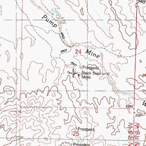 Topographic Map of Black Diamond Mine, AZ