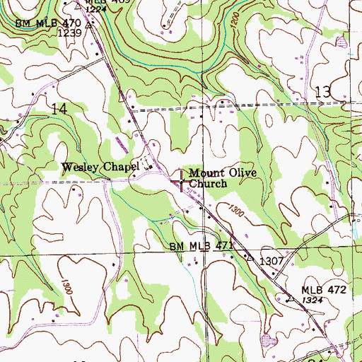 Topographic Map of Mount Olive Church, AL