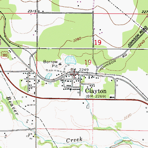 Topographic Map of Clayton, WA