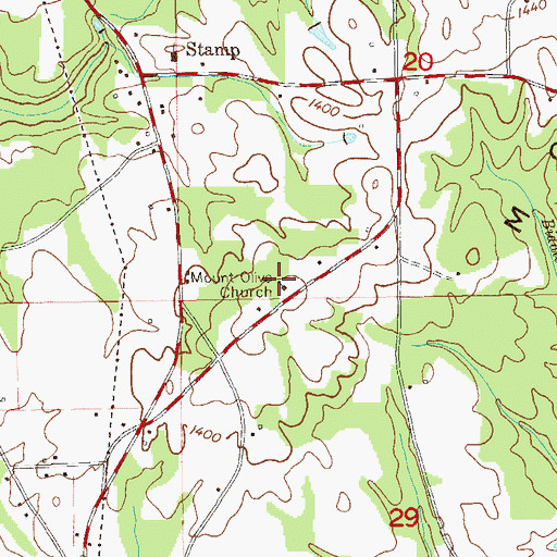 Topographic Map of Mount Olive Church, AL