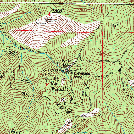 Topographic Map of Cleveland Mine, WA