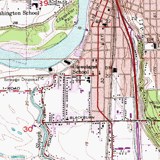 Topographic Map of Cleveland School, WA