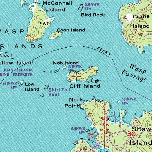 Topographic Map of Cliff Island, WA