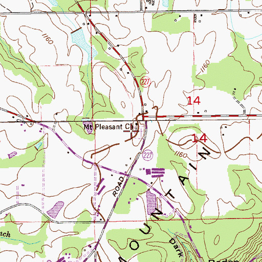 Topographic Map of Mount Pleasant Church, AL