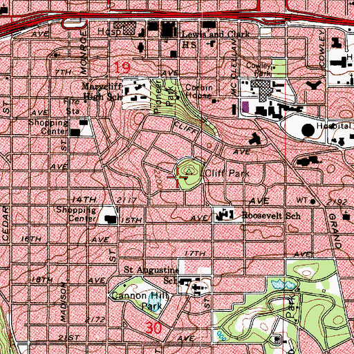 Topographic Map of Cliff Park, WA