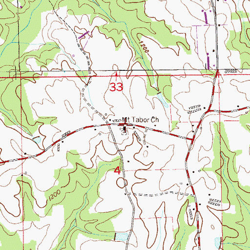 Topographic Map of Mount Tabor Church, AL