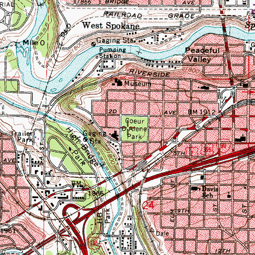 Topographic Map of Coeur D'Alene Park, WA