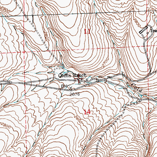 Topographic Map of Coffin Ranch, WA