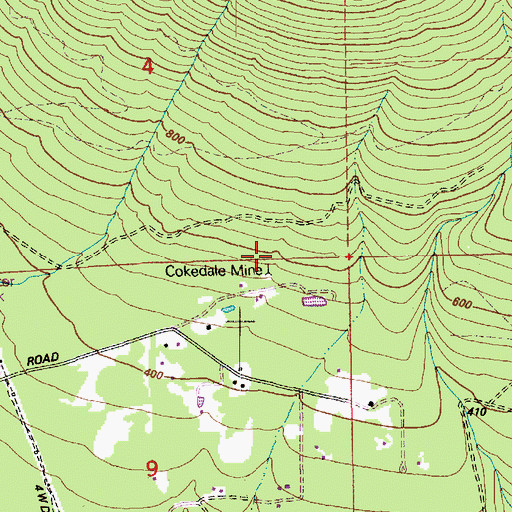 Topographic Map of Cokedale Mine, WA