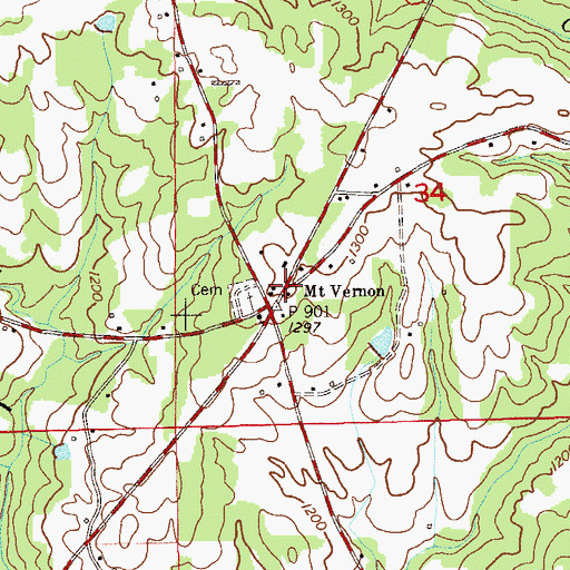 Topographic Map of Mount Vernon, AL