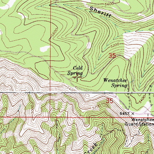 Topographic Map of Cold Spring, WA