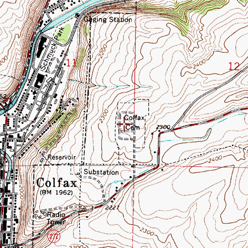 Topographic Map of Colfax Cemetery, WA