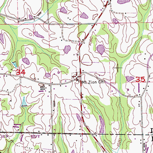 Topographic Map of Mount Zion Church, AL