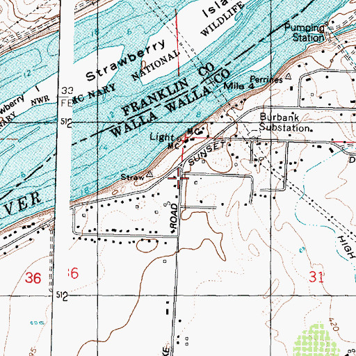 Topographic Map of Columbia High School, WA