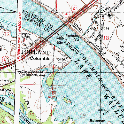 Topographic Map of Columbia Point, WA