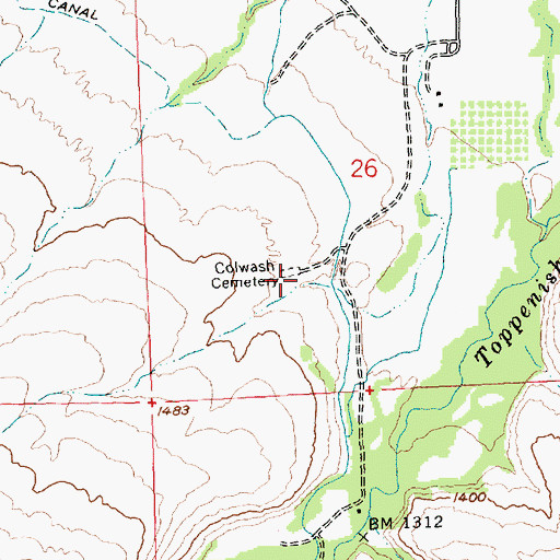 Topographic Map of Colwash Cemetery, WA