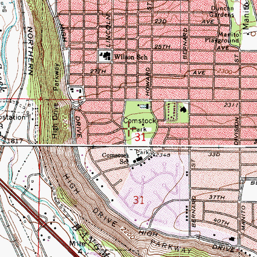 Topographic Map of Comstock Park, WA
