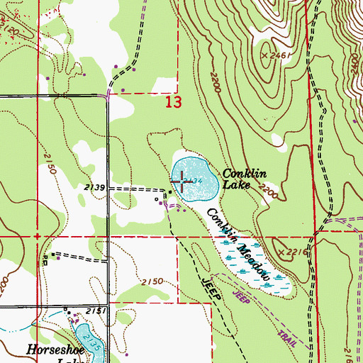 Topographic Map of Conklin Lake, WA