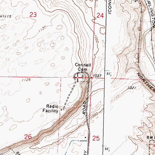 Topographic Map of Connell Cemetery, WA