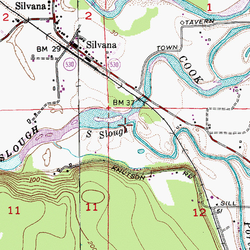 Topographic Map of Cook Slough, WA