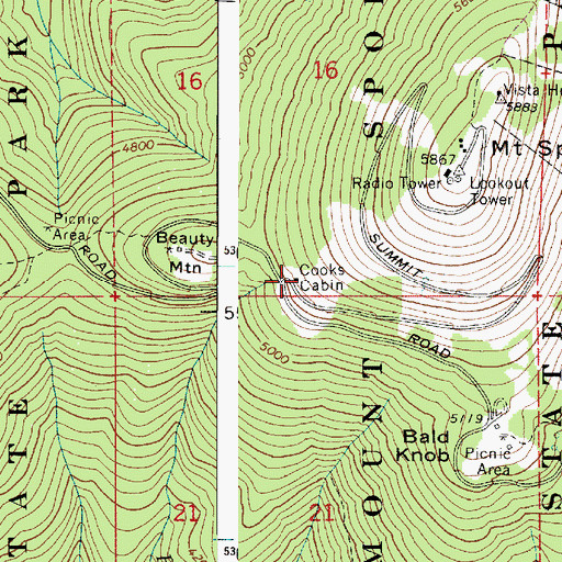 Topographic Map of Cooks Cabin, WA
