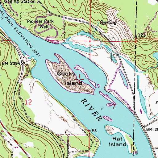 Topographic Map of Cooks Island, WA
