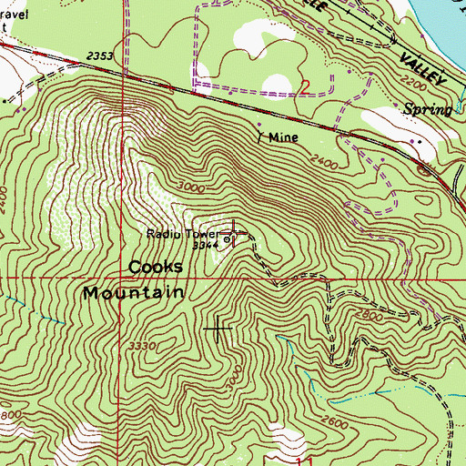 Topographic Map of Cooks Mountain, WA