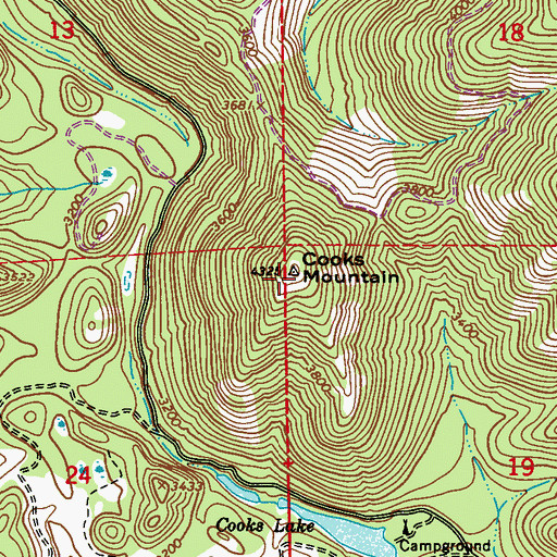 Topographic Map of Cooks Mountain, WA