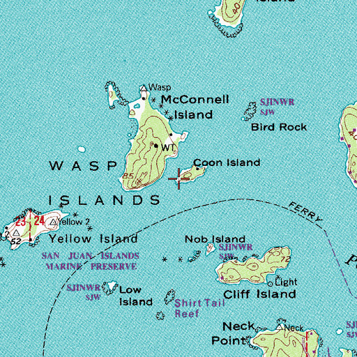 Topographic Map of Coon Island, WA