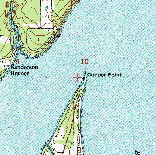 Topographic Map of Cooper Point, WA
