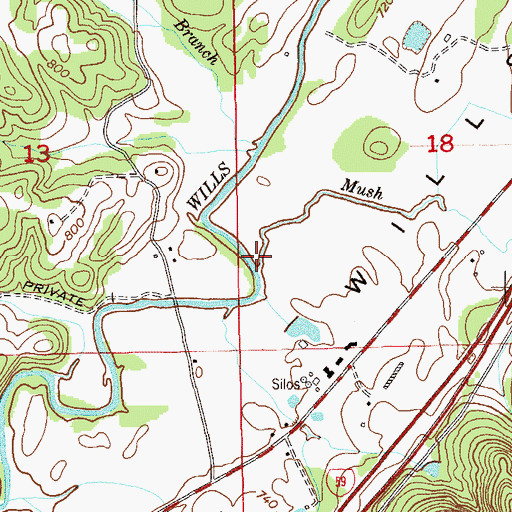 Topographic Map of Mush Creek, AL